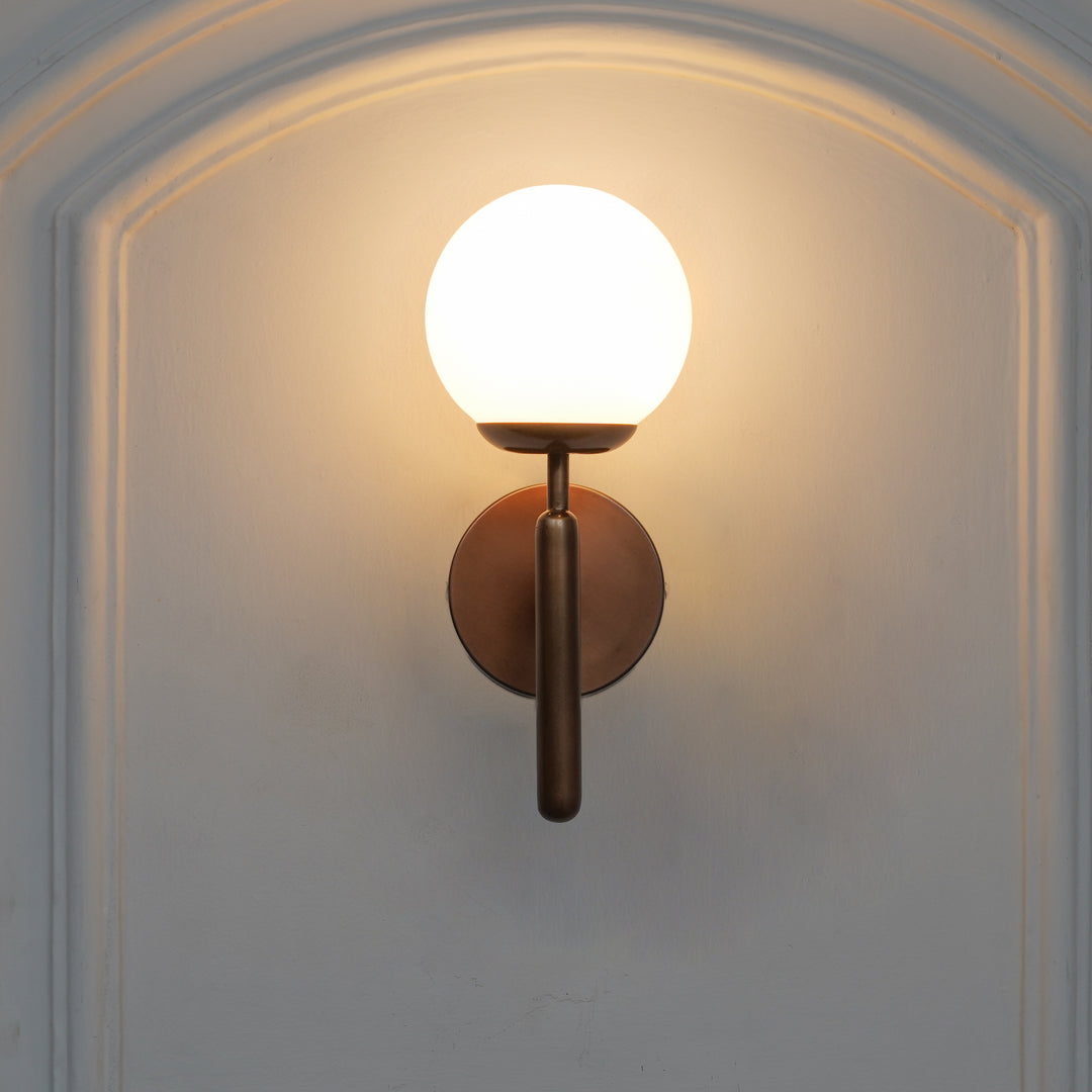 DIVINA Single Light Wall Fitting In Metal with Opal Frosted White Glass