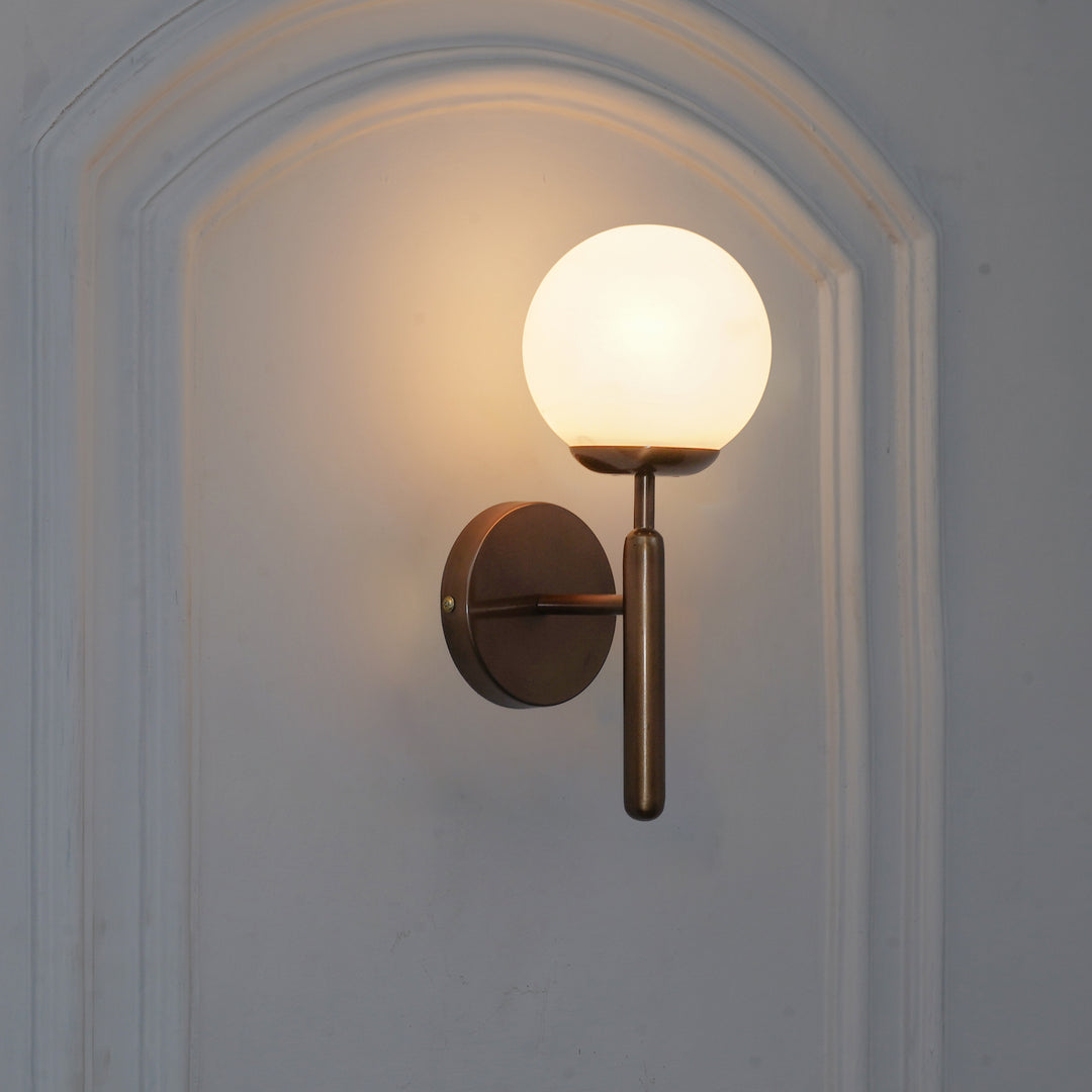 DIVINA Single Light Wall Fitting In Metal with Opal Frosted White Glass