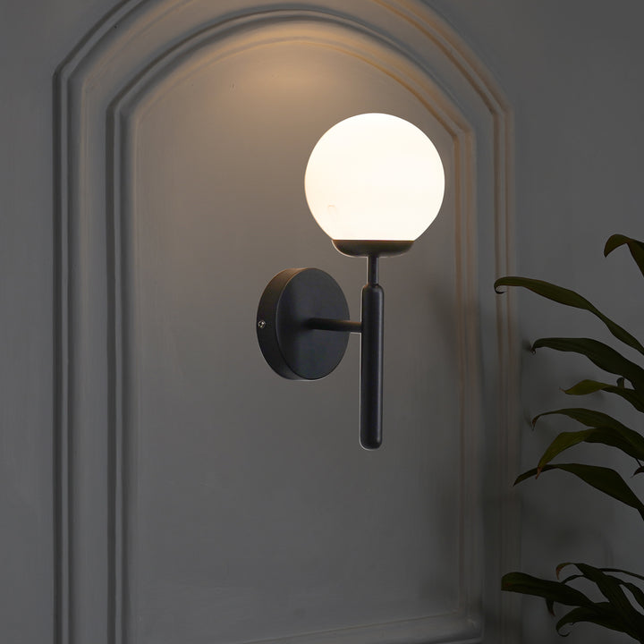 DIVINA Single Light Wall Fitting In Metal with Opal Frosted White Glass