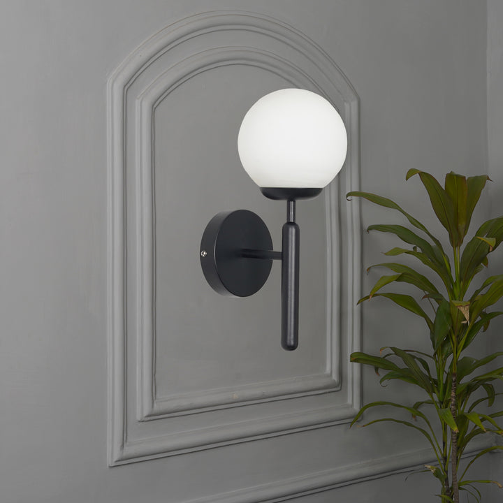 DIVINA Single Light Wall Fitting In Metal with Opal Frosted White Glass