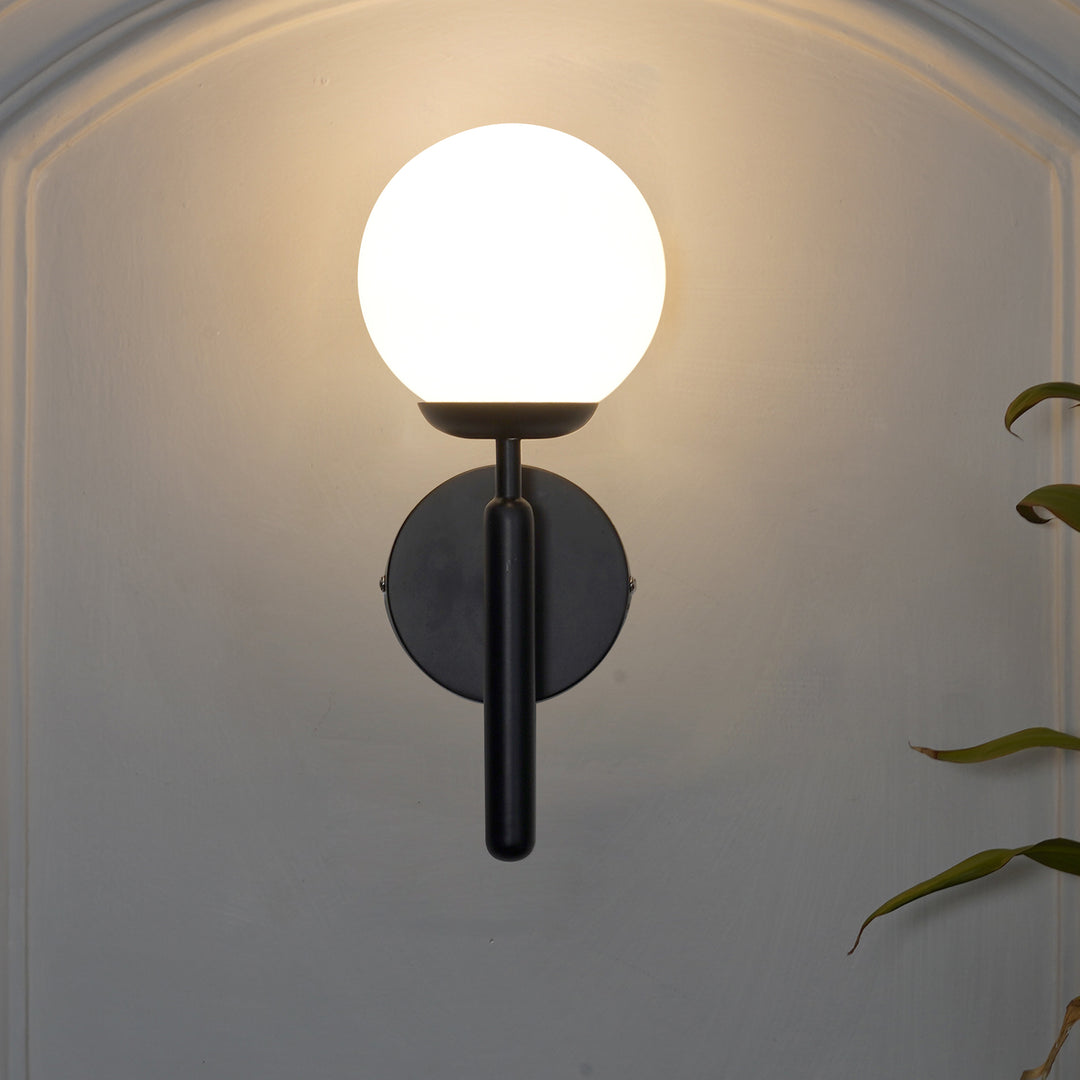 DIVINA Single Light Wall Fitting In Metal with Opal Frosted White Glass