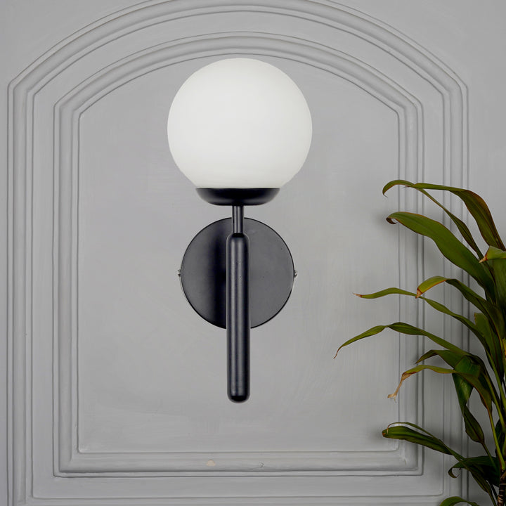 DIVINA Single Light Wall Fitting In Metal with Opal Frosted White Glass