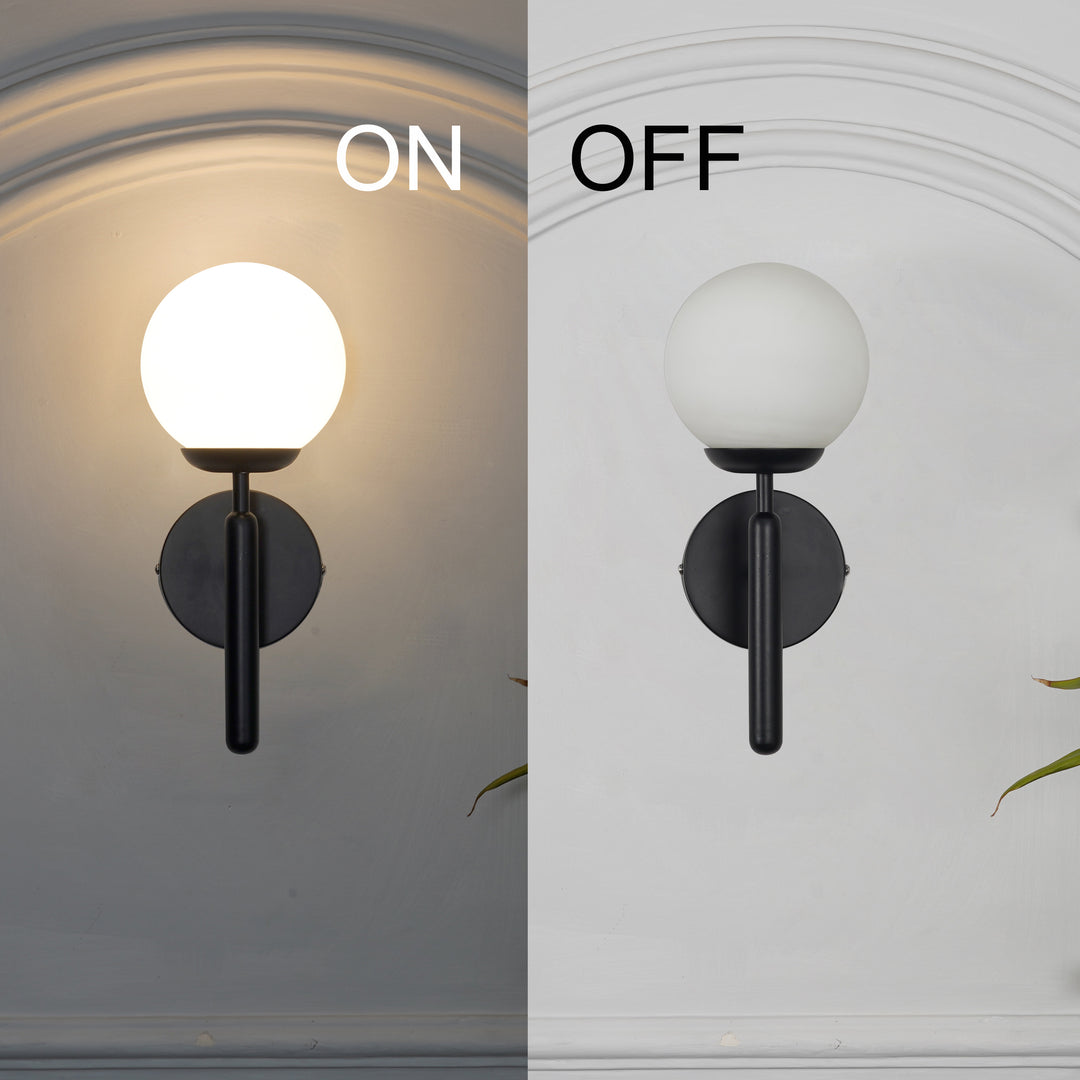 DIVINA Single Light Wall Fitting In Metal with Opal Frosted White Glass