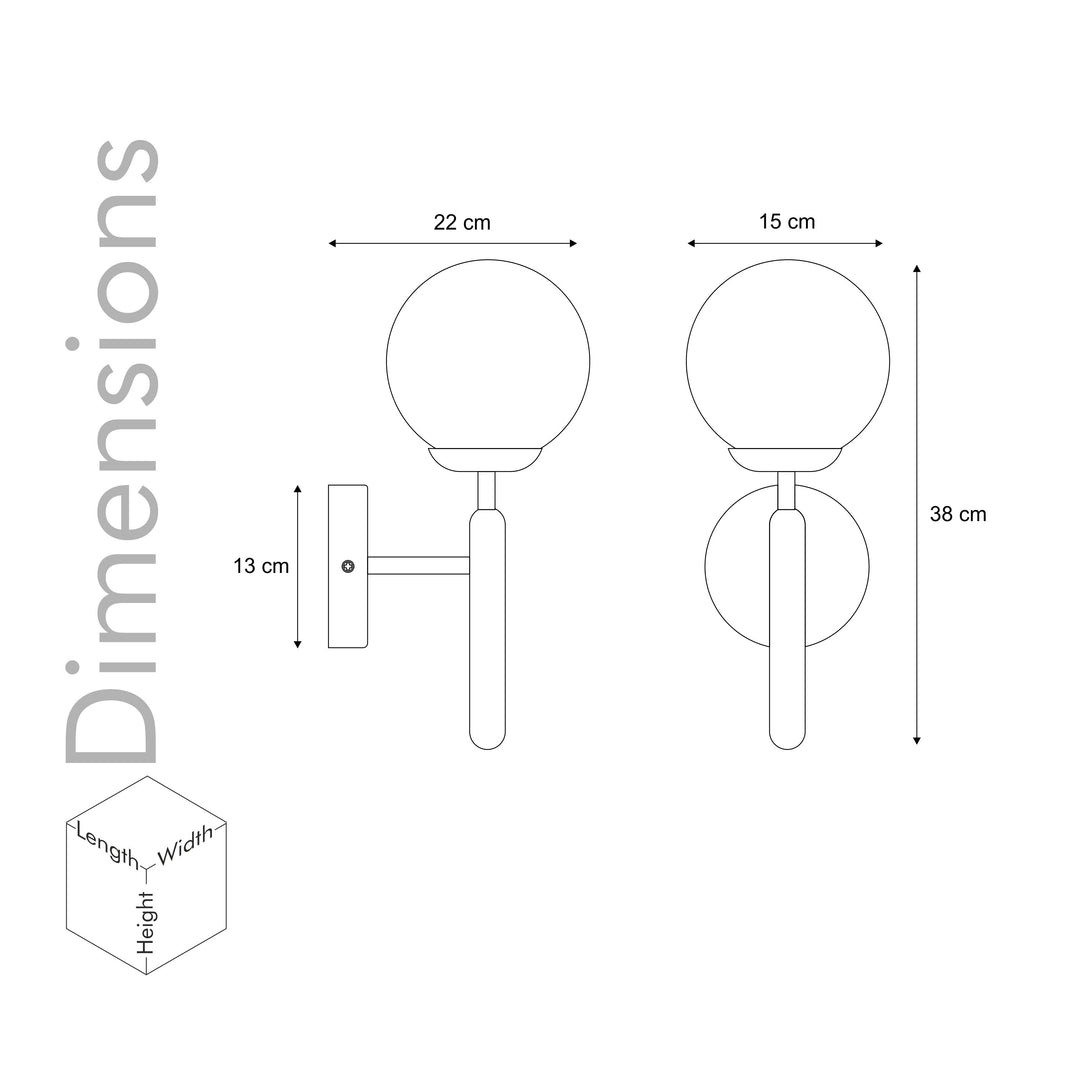 DIVINA Single Light Wall Fitting In Metal with Opal Frosted White Glass