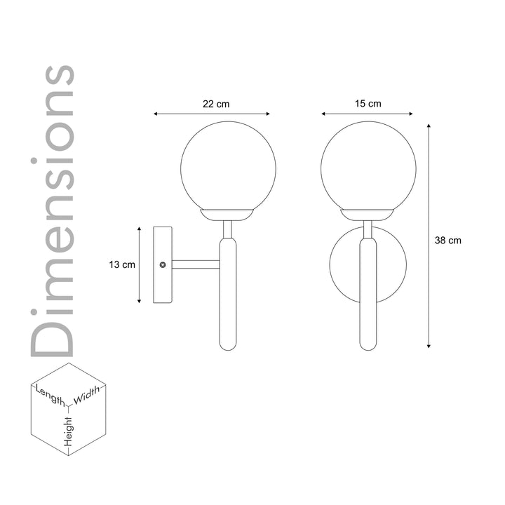 DIVINA Single Light Wall Fitting In Metal with Opal Frosted White Glass