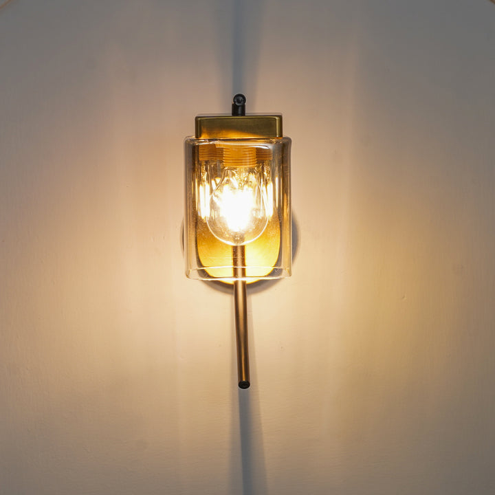 VERONA Single Light Wall Fitting In Black And Brass Finish Metal With Dual Tone Smoke Glass