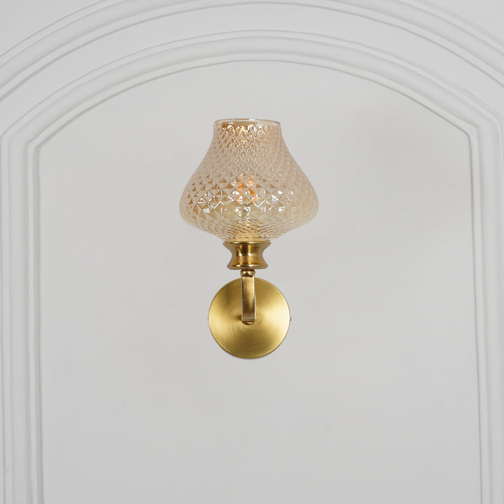 ANGELO Single Light Wall Fitting In Brass  Finish Metal With Amber Crystal Glass