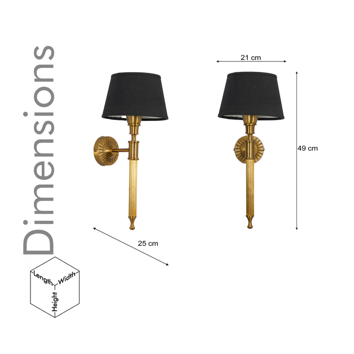 PARKER Single Light Wall Fitting In Antique Brass Finish Metal With Cotton Shade