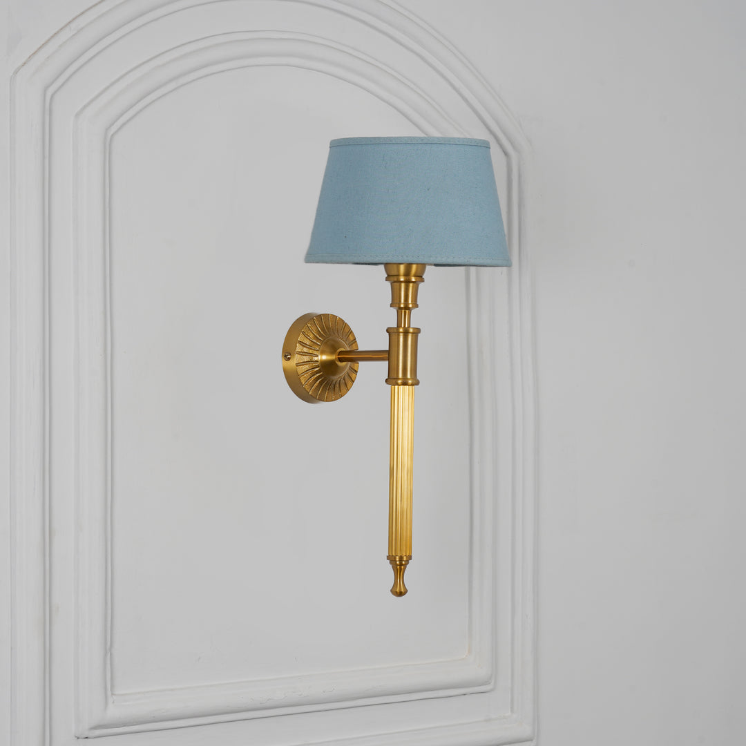 PARKER Single Light Wall Fitting In Antique Brass Finish Metal With Cotton Shade
