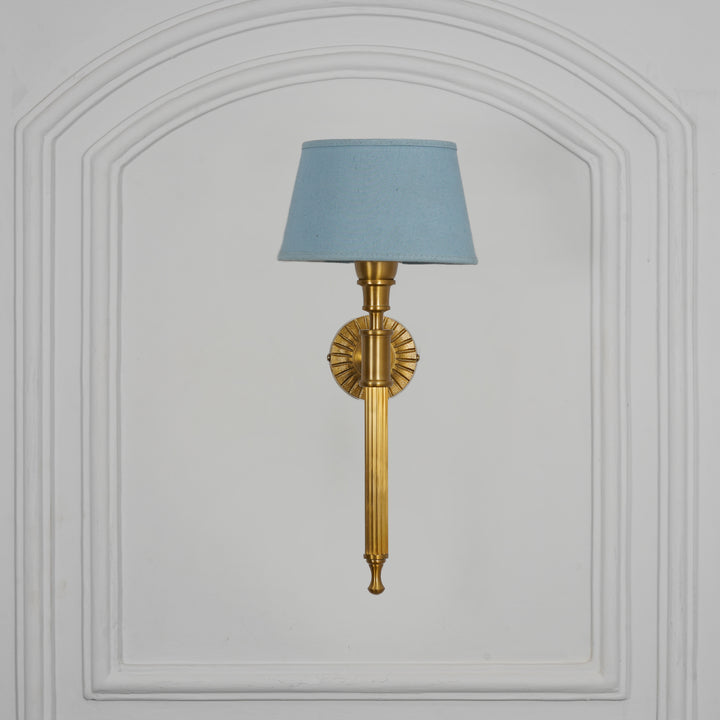 PARKER Single Light Wall Fitting In Antique Brass Finish Metal With Cotton Shade