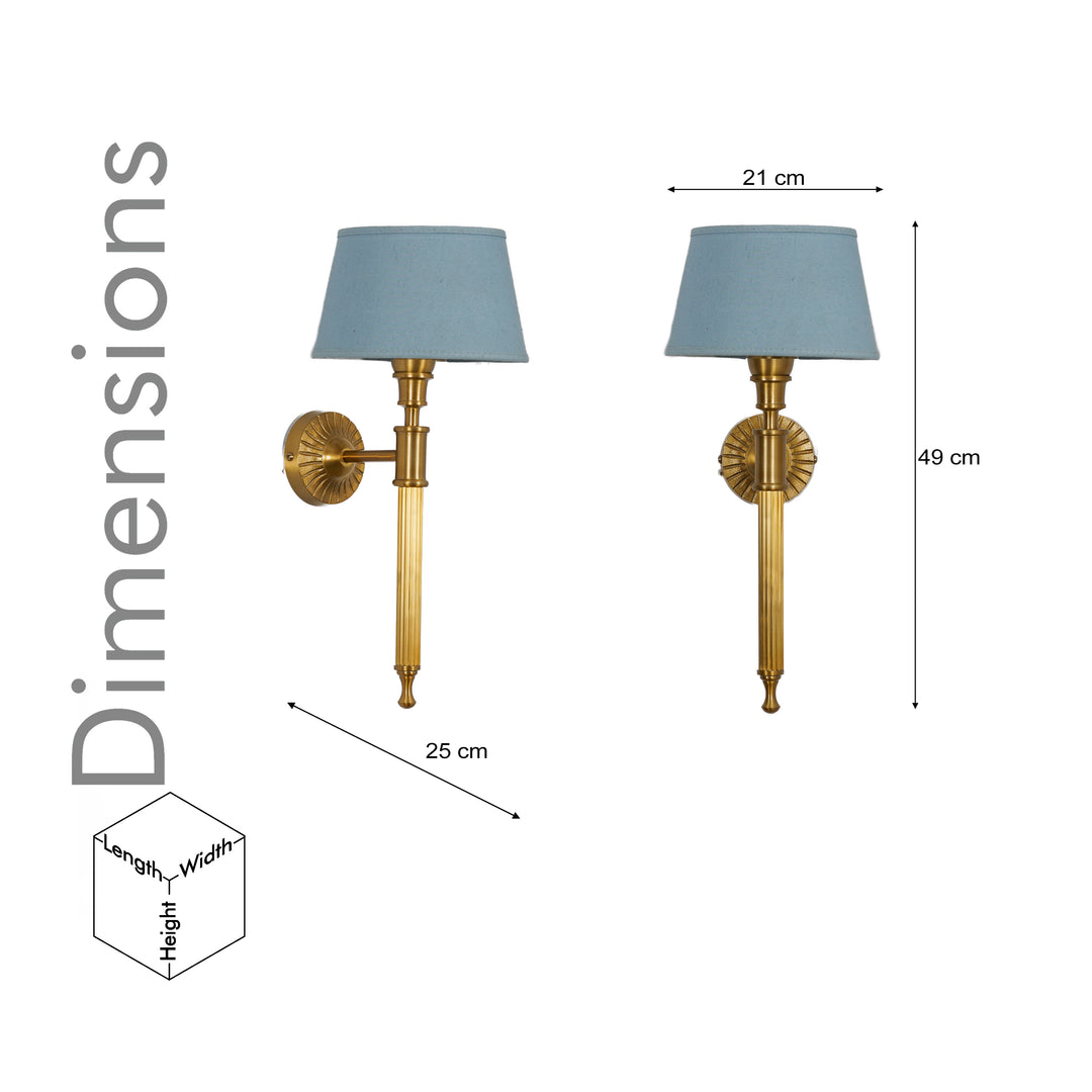 PARKER Single Light Wall Fitting In Antique Brass Finish Metal With Cotton Shade