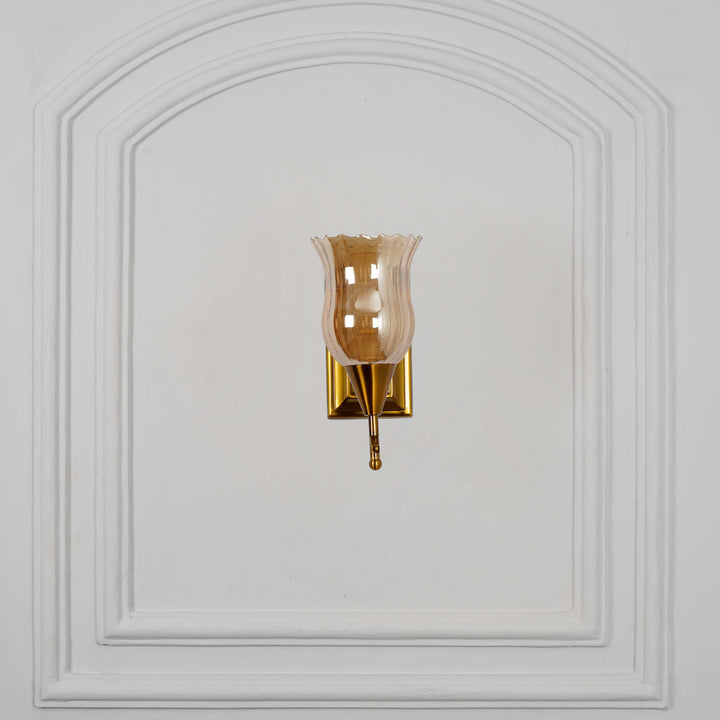 ELTHAM Amber Glass And Brass Finish Metal Wall Light