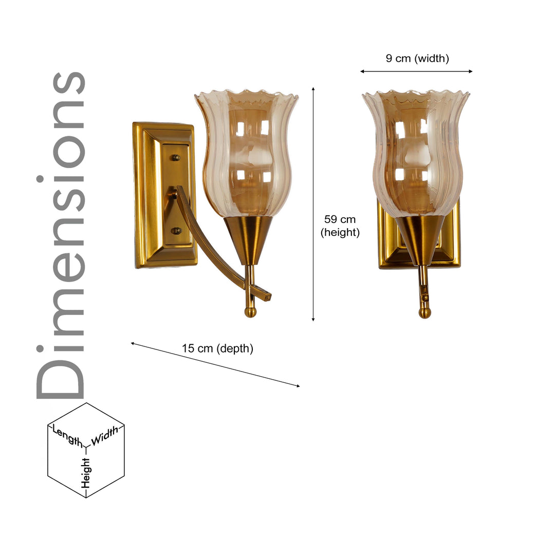 ELTHAM Amber Glass And Brass Finish Metal Wall Light
