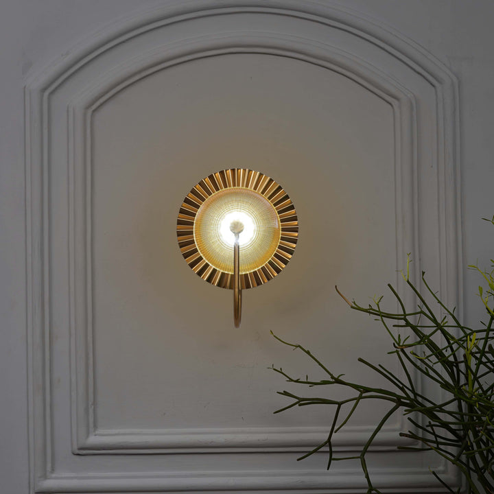 BEXLAY Single Light LED Wall Fitting In Brass  Finish Metal With Amber Glass