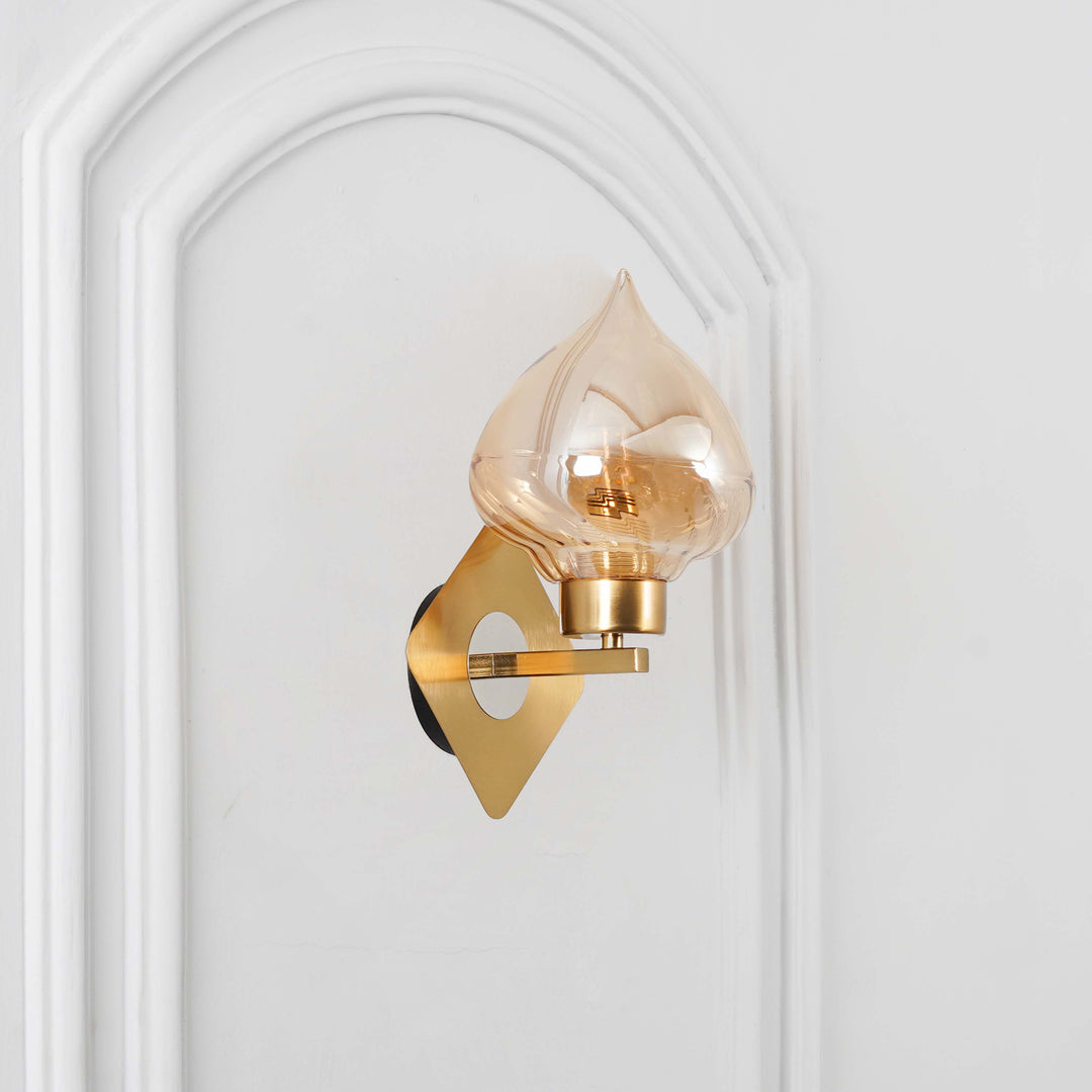 VIX Single Light Wall Fitting In Brass And Chrome Finish Metal With Amber Glass