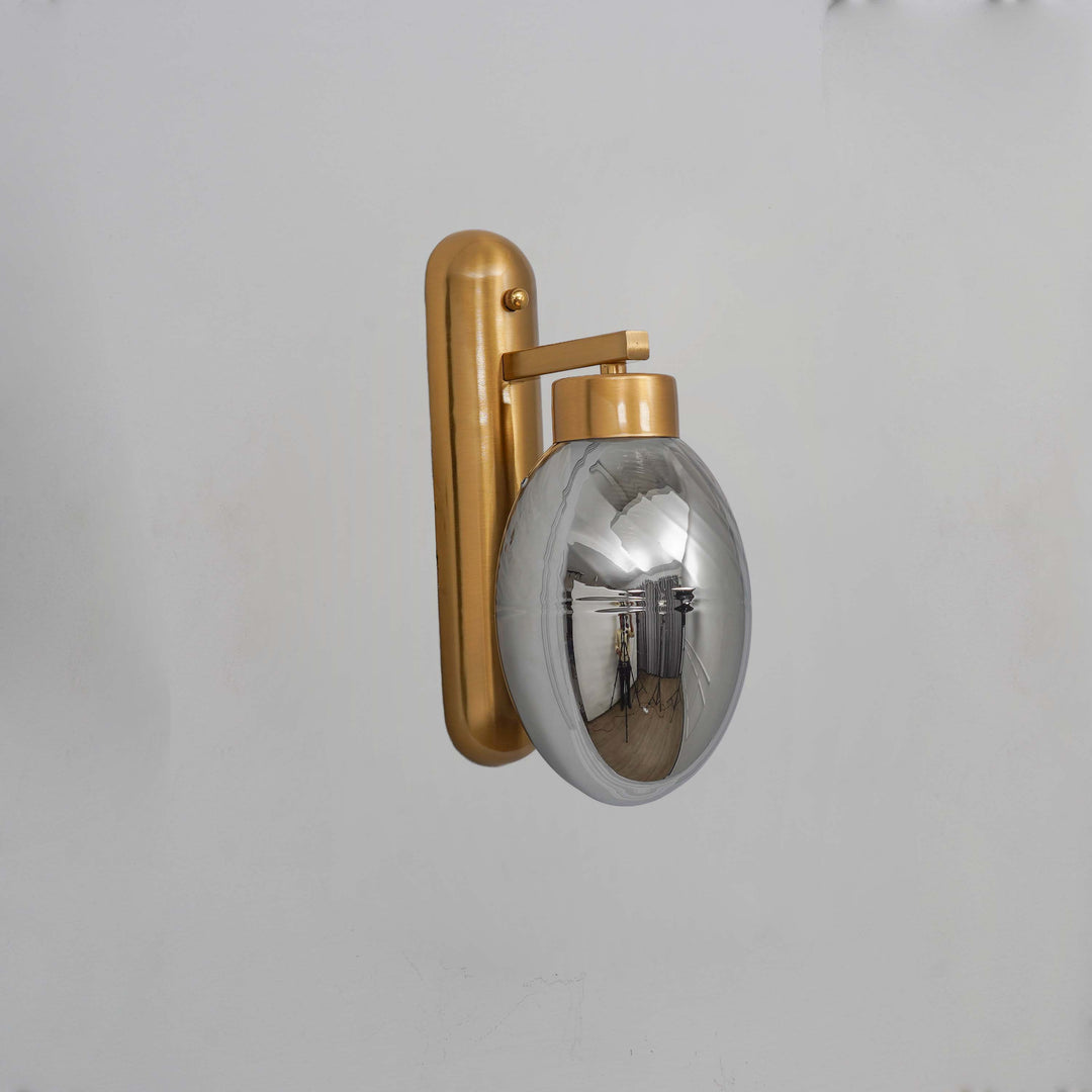 ZEN Single Light Wall Fitting In Brass Finish Metal With Gray Glass