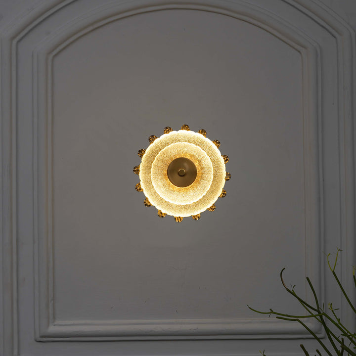 ZEN Integrated Single Light LED Wall Fitting In Brass Finish Metal With Frosted White Glass