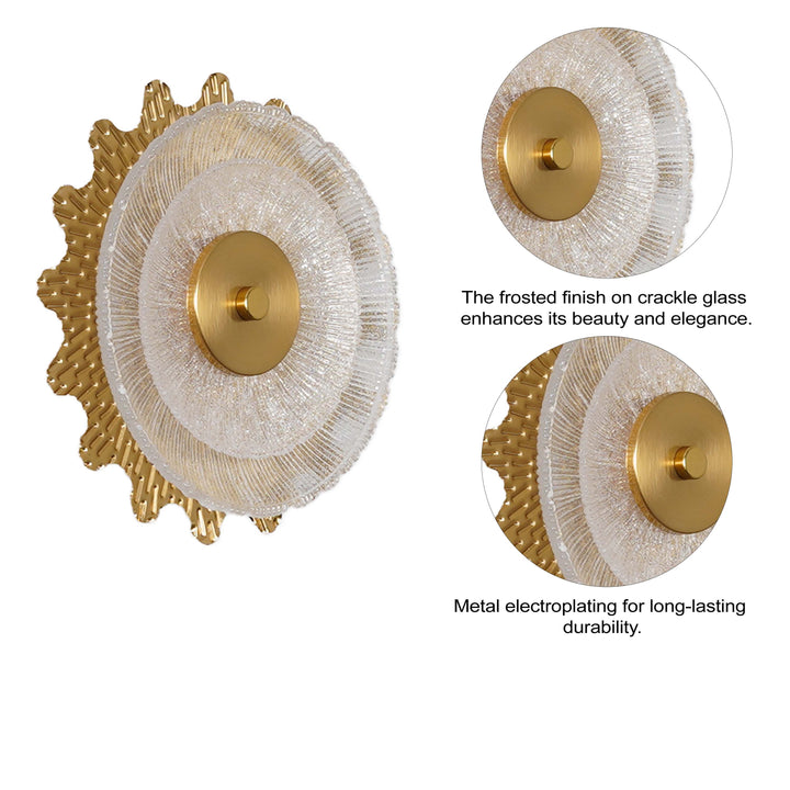 ZEN Integrated Single Light LED Wall Fitting In Brass Finish Metal With Frosted White Glass