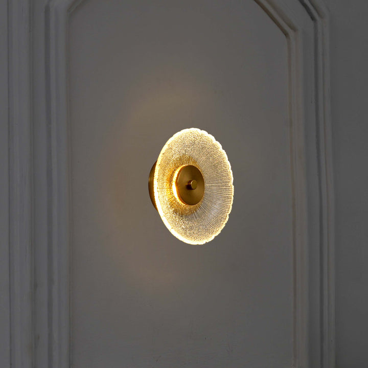 AXTON Integrated Single Light LED Wall Fitting In Brass Finish Metal With Frosted White Glass