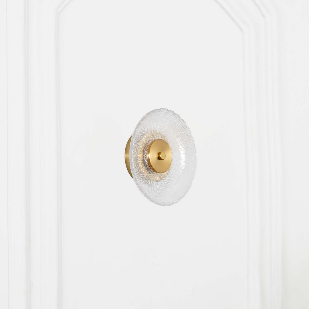 AXTON Integrated Single Light LED Wall Fitting In Brass Finish Metal With Frosted White Glass
