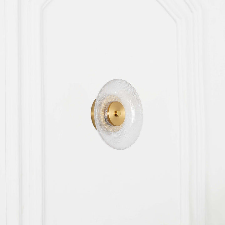 AXTON Integrated Single Light LED Wall Fitting In Brass Finish Metal With Frosted White Glass