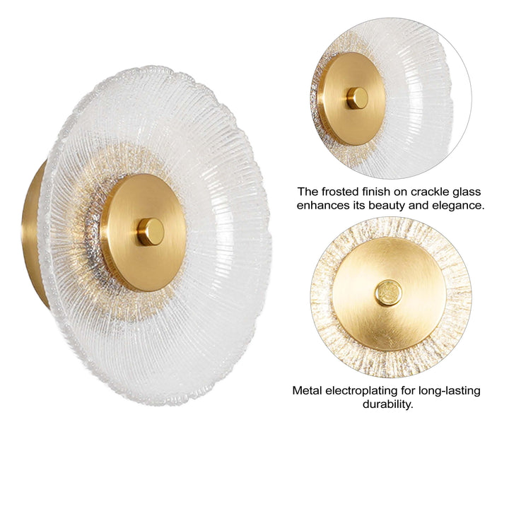 AXTON Integrated Single Light LED Wall Fitting In Brass Finish Metal With Frosted White Glass