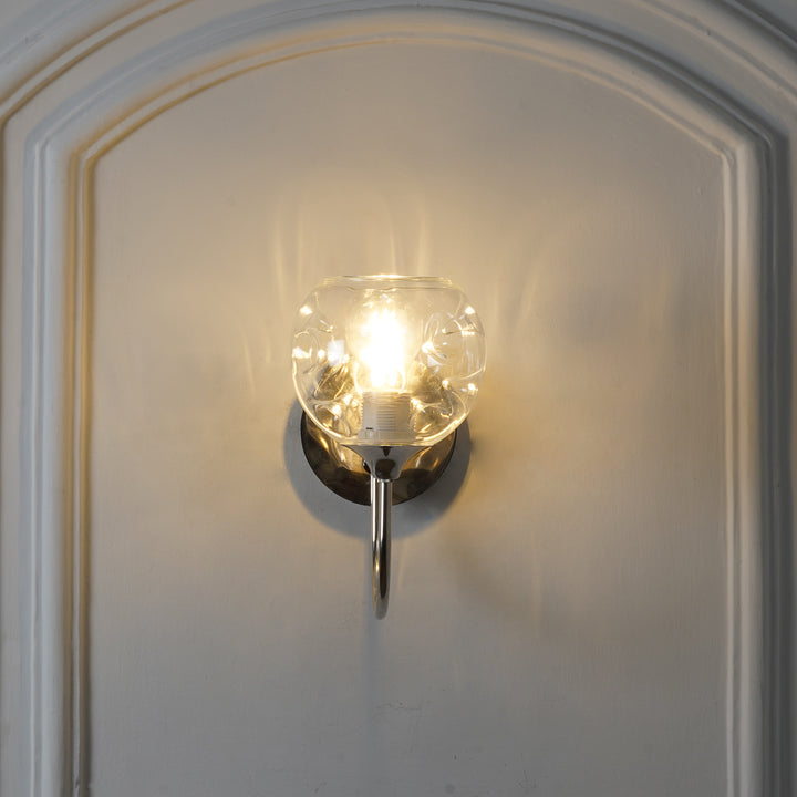 SAVANNAH Modern Single-Light Wall Lamp in Stainless Steel with Clear Glass Shade