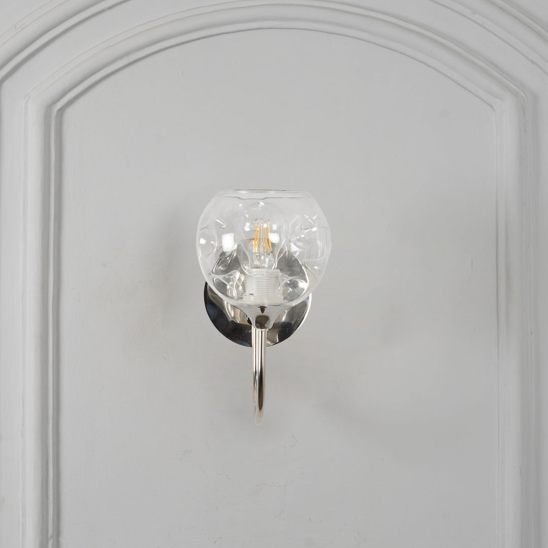 SAVANNAH Modern Single-Light Wall Lamp in Stainless Steel with Clear Glass Shade