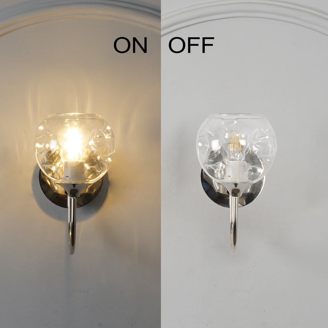 SAVANNAH Modern Single-Light Wall Lamp in Stainless Steel with Clear Glass Shade