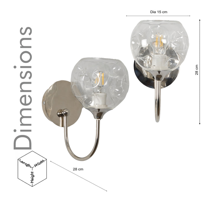 SAVANNAH Modern Single-Light Wall Lamp in Stainless Steel with Clear Glass Shade