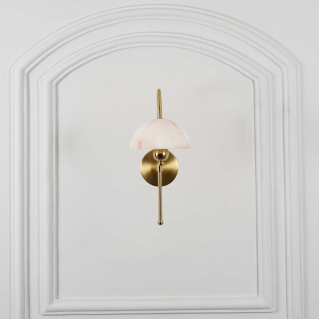 BELVUE Inbuild LED Wall Light in Brass Finish With White Alabaster Shade