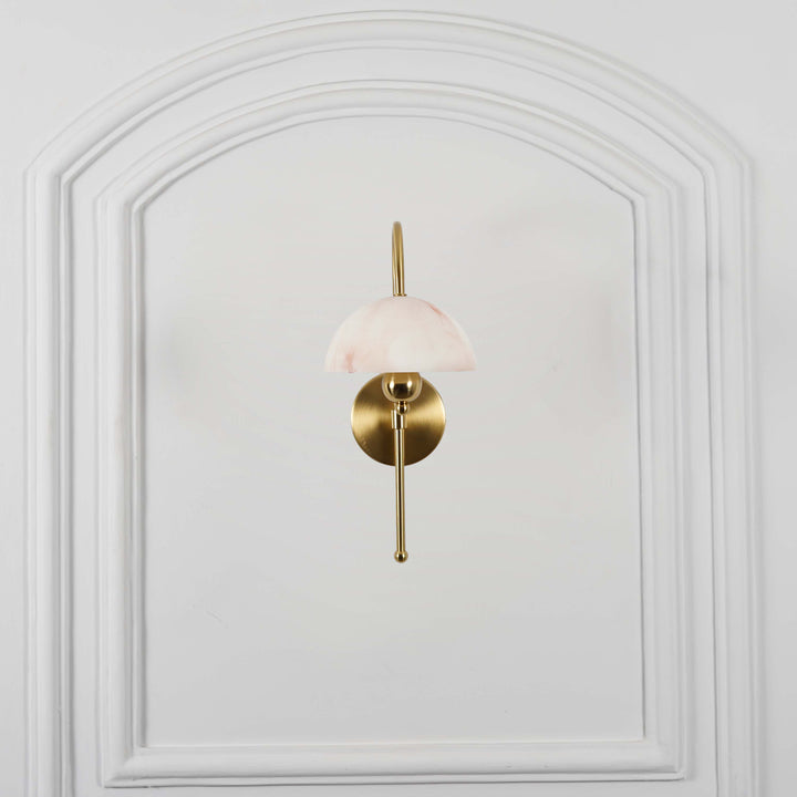 BELVUE Inbuild LED Wall Light in Brass Finish With White Alabaster Shade
