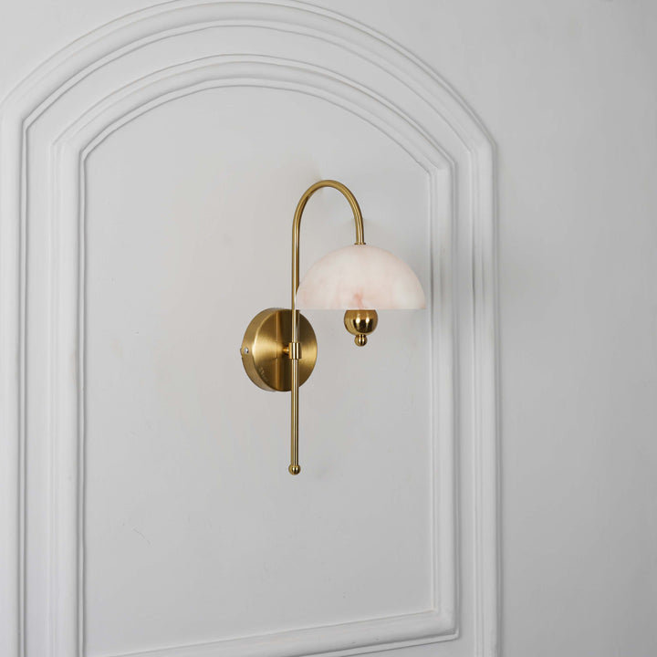 BELVUE Inbuild LED Wall Light in Brass Finish With White Alabaster Shade