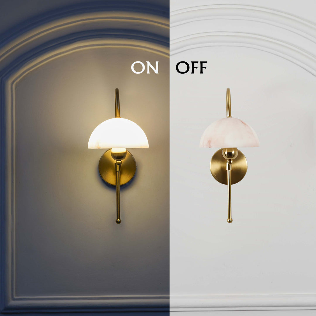 BELVUE Inbuild LED Wall Light in Brass Finish With White Alabaster Shade