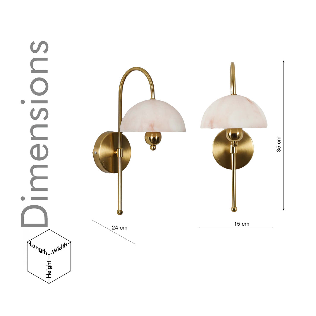 BELVUE Inbuild LED Wall Light in Brass Finish With White Alabaster Shade