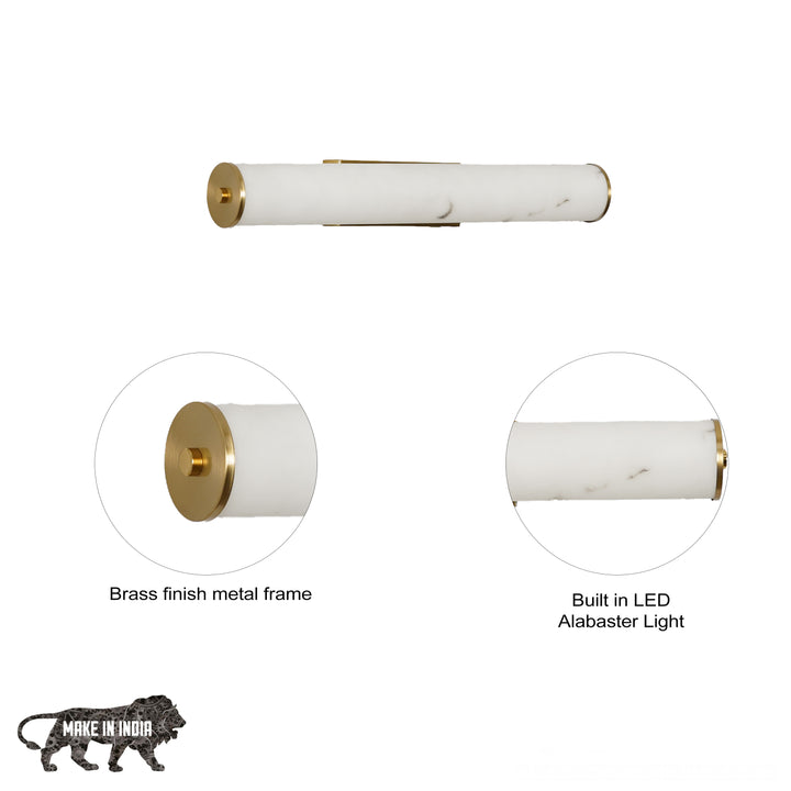 CAPOTE  Inbuild LED Wall Light in Brass Finish With White Alabaster