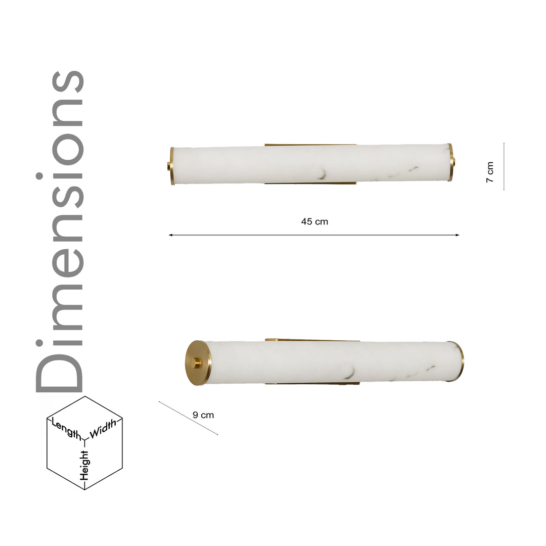 CAPOTE  Inbuild LED Wall Light in Brass Finish With White Alabaster