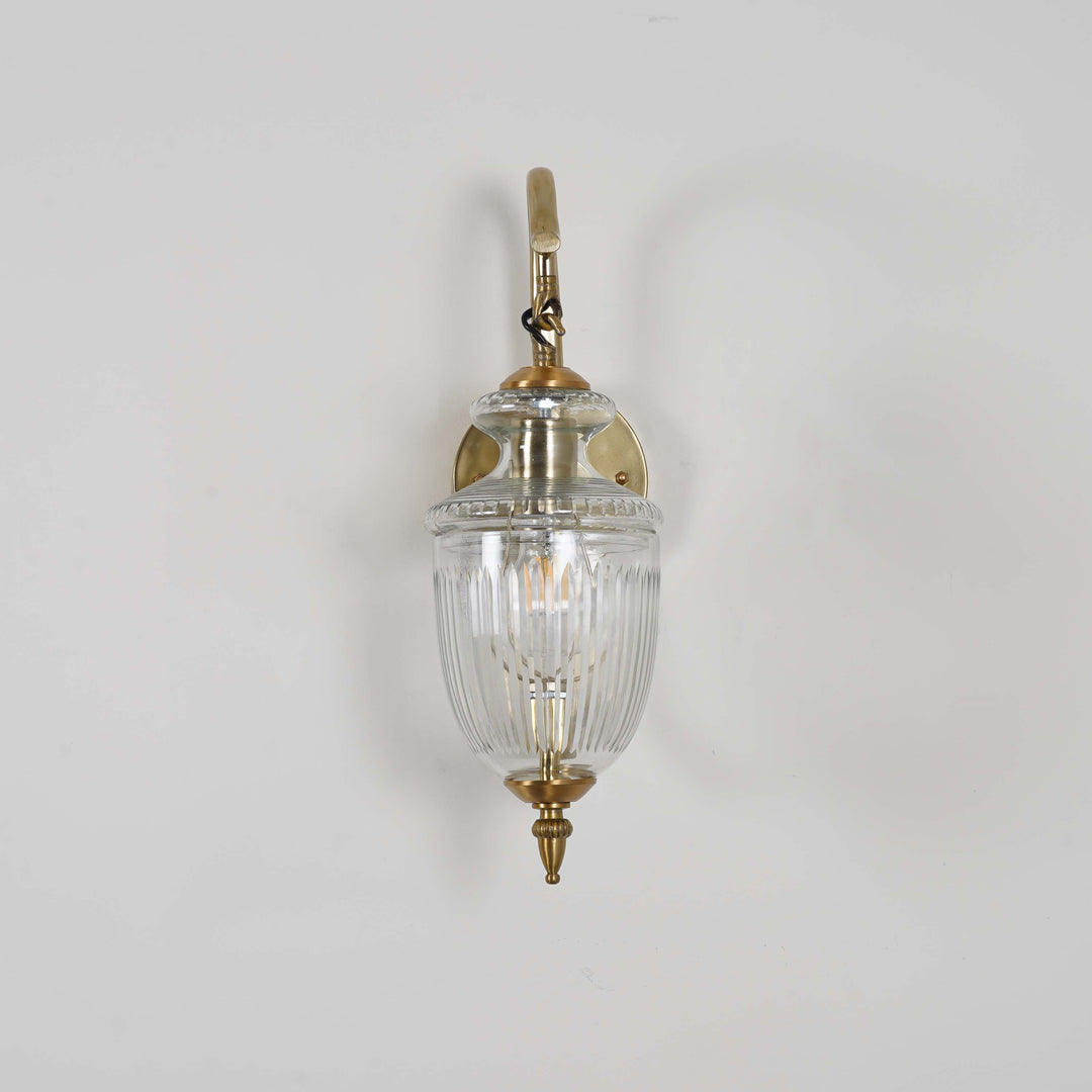 ZELORA Premium Designer Striped Clear Glass Wall Light with Brass Finish