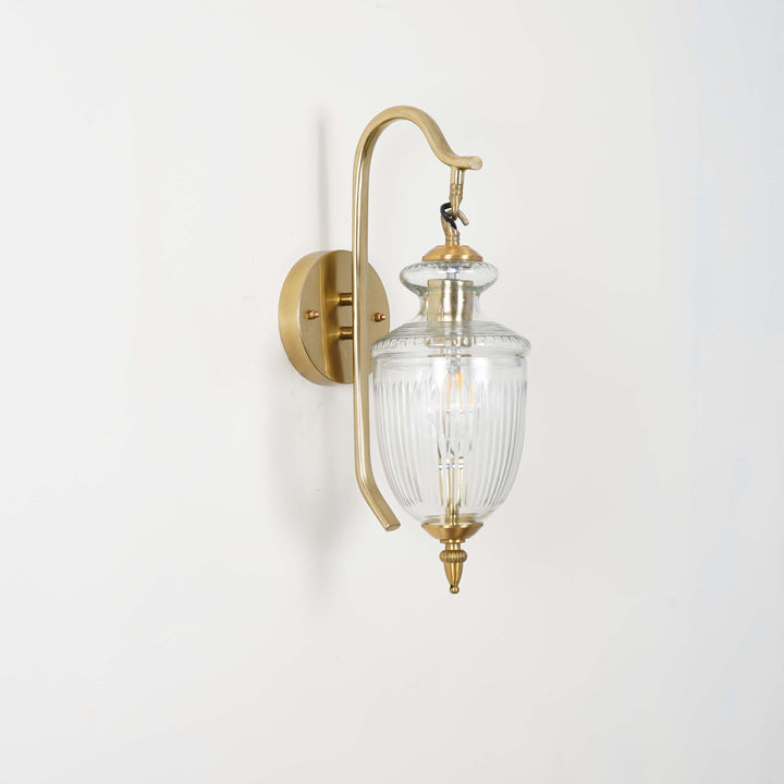 ZELORA Premium Designer Striped Clear Glass Wall Light with Brass Finish