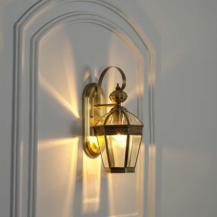 Thorton Classic Brass anf Glass Lantern Wall Sconce