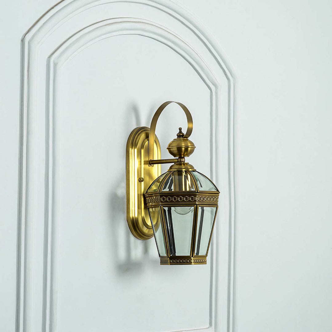 Thorton Classic Brass anf Glass Lantern Wall Sconce