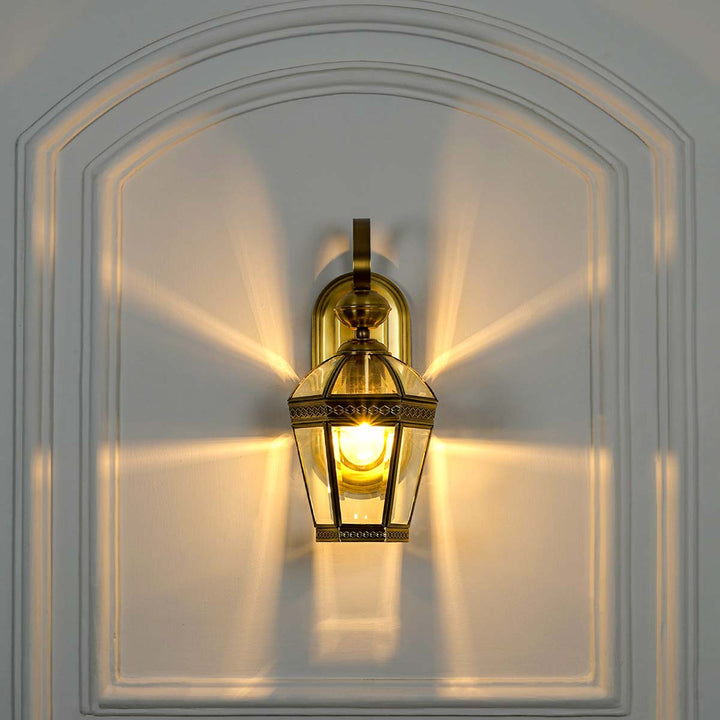 Thorton Classic Brass anf Glass Lantern Wall Sconce