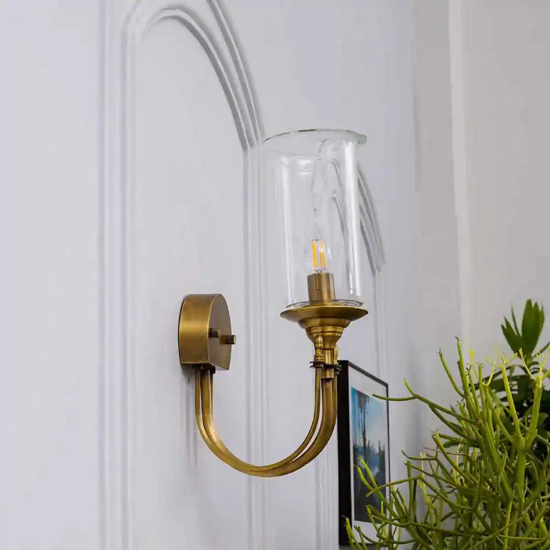 Stella Clear Glass and Gold Metal Wall Light