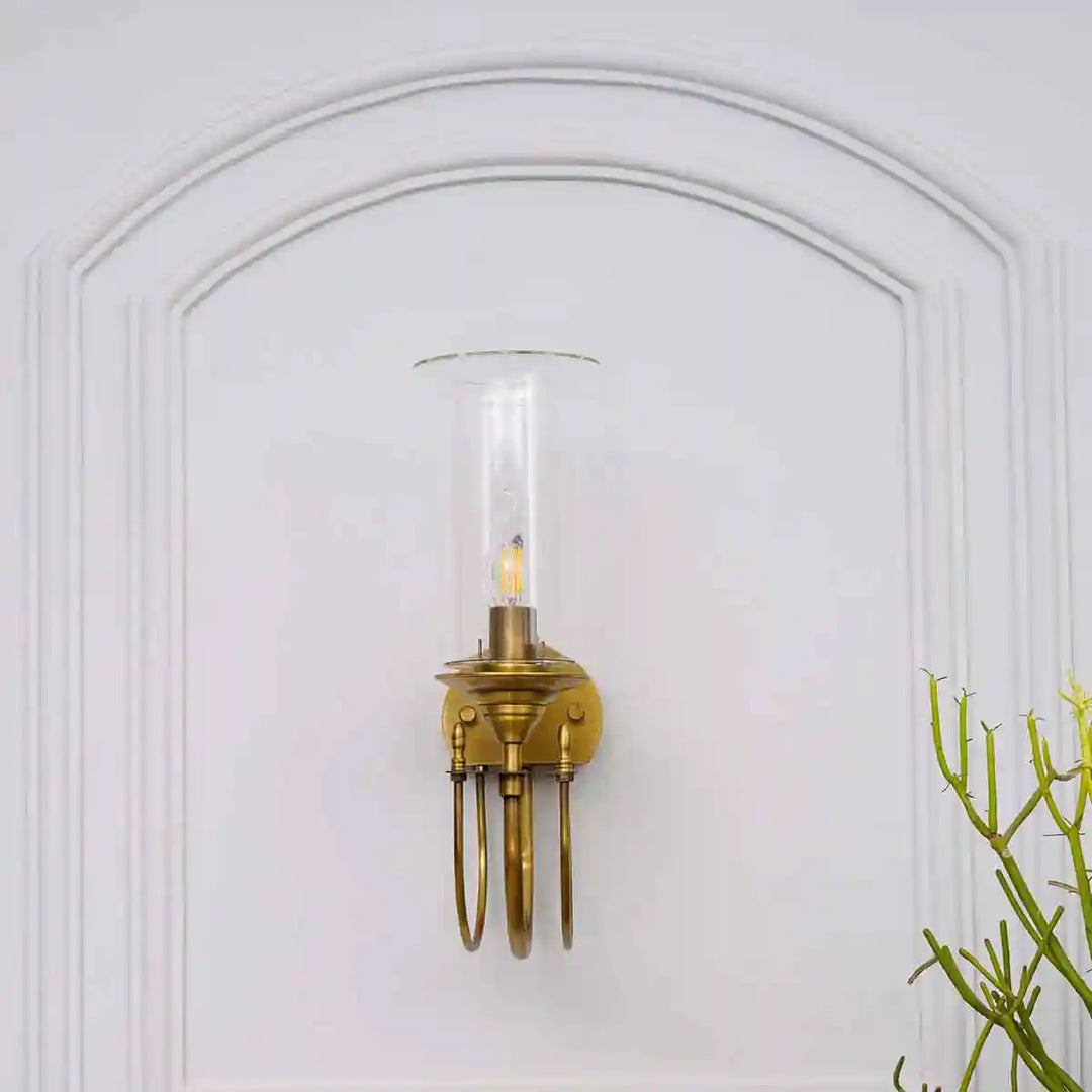 Stella Clear Glass and Gold Metal Wall Light