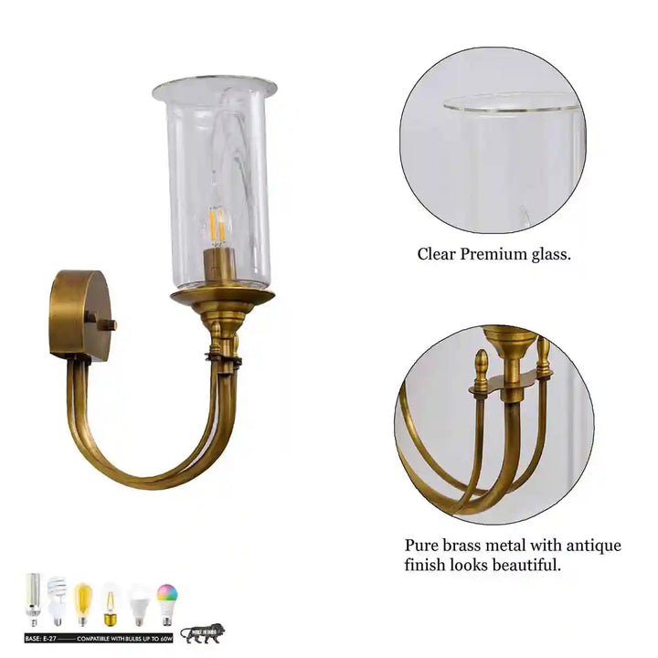 Stella Clear Glass and Gold Metal Wall Light