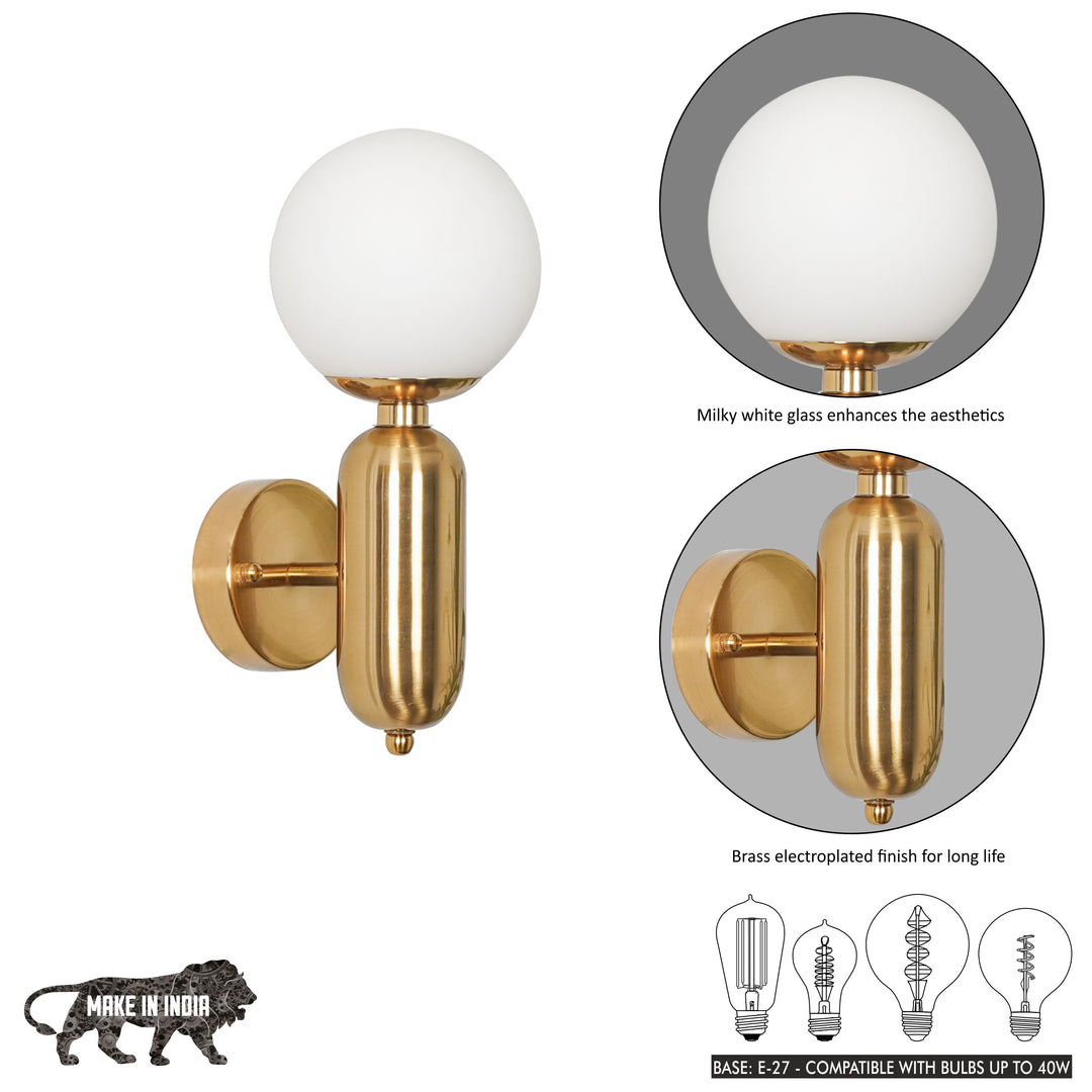SEEBER Torche White Globe Wall Light