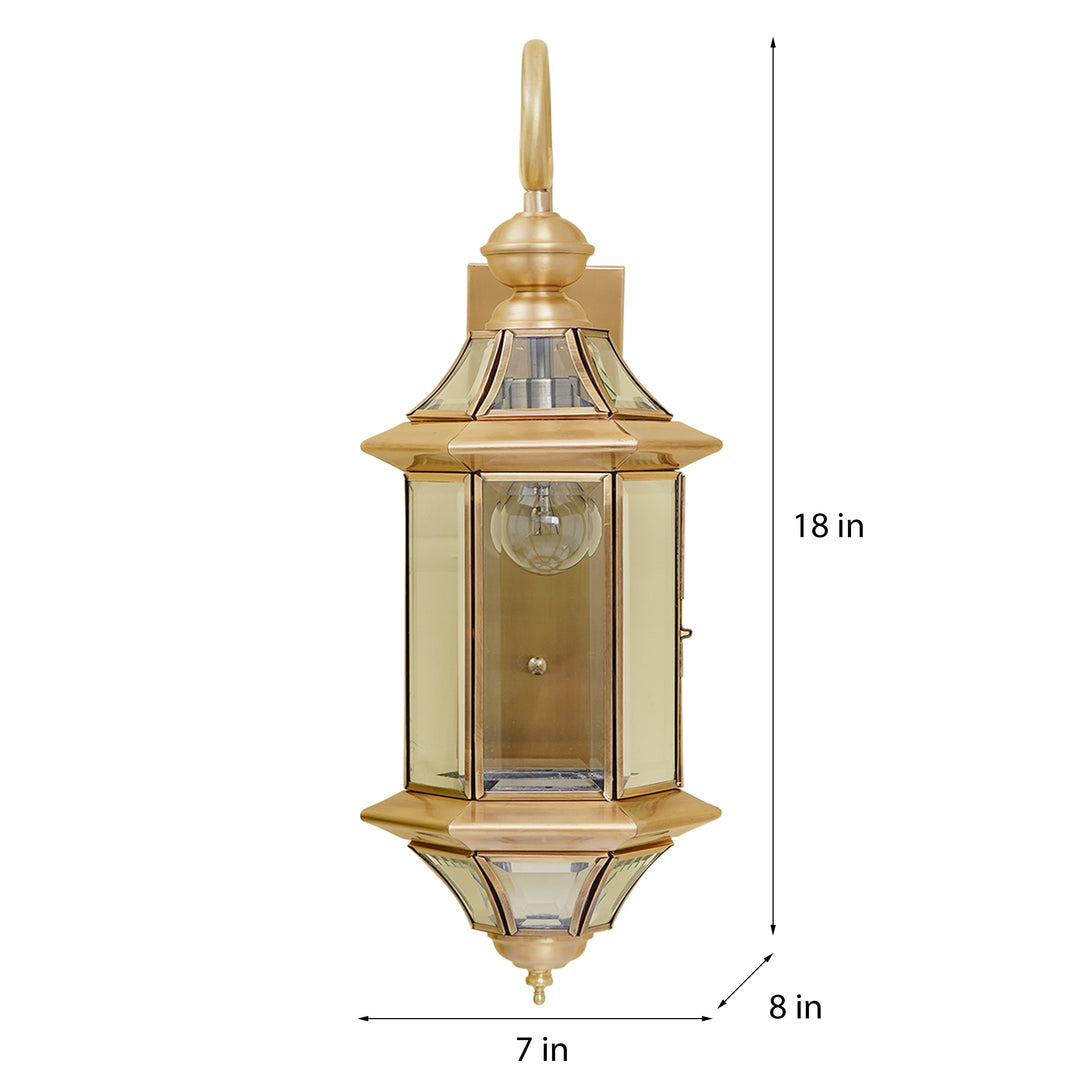 BELIEF Modern Outdoor Wall Light in Brass Finish with Clear Glass Shade