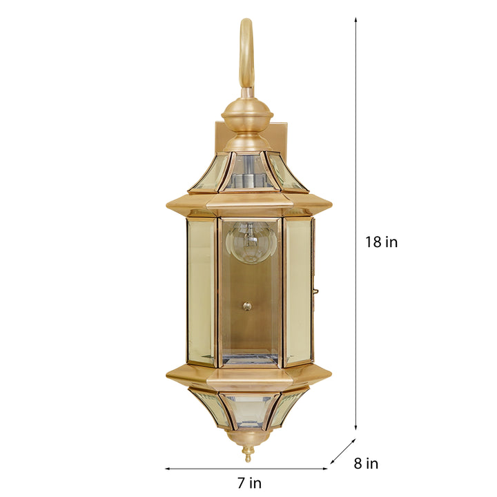 BELIEF Modern Outdoor Wall Light in Brass Finish with Clear Glass Shade