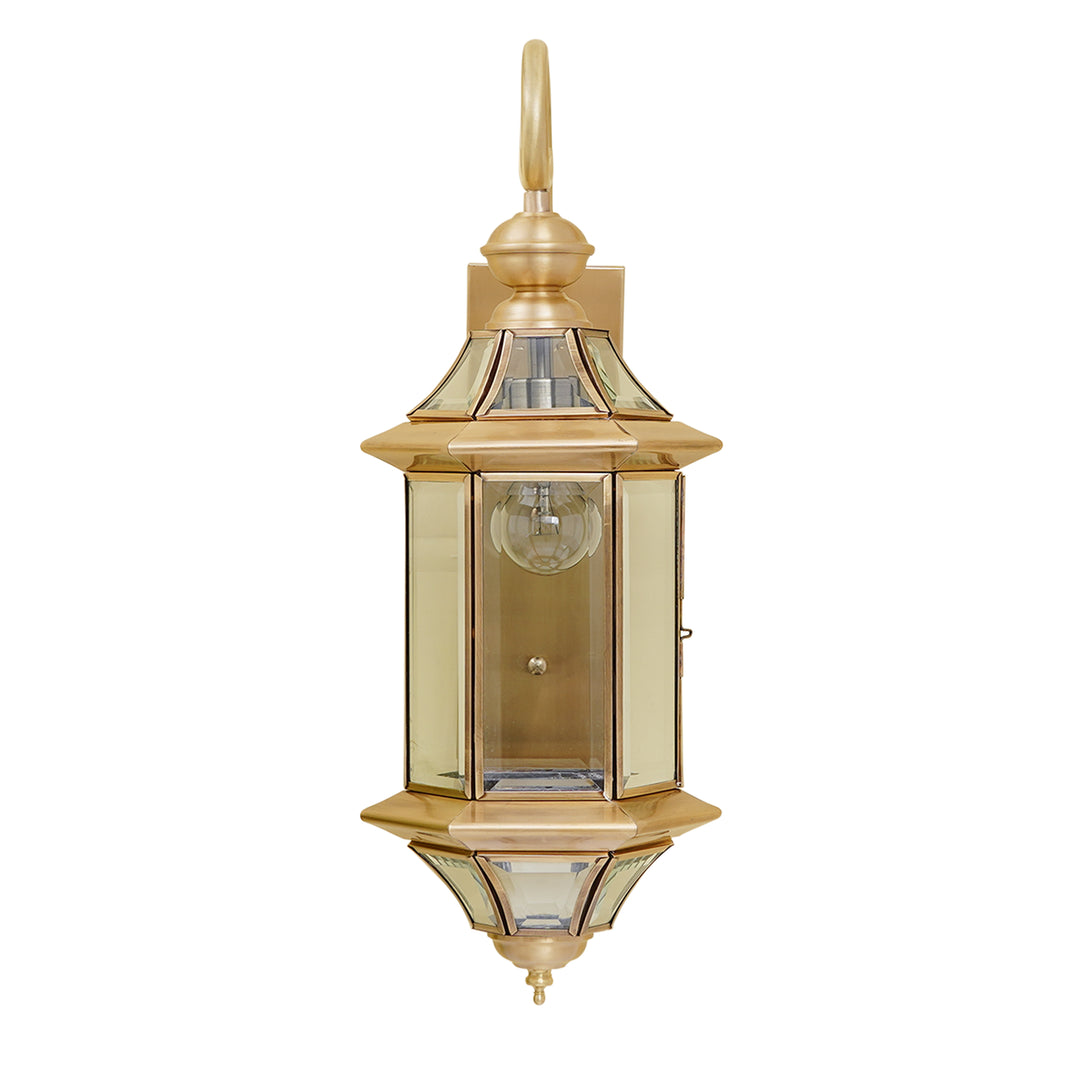 BELIEF Modern Outdoor Wall Light in Brass Finish with Clear Glass Shade