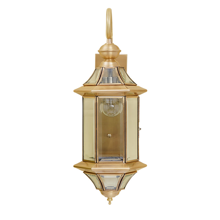 BELIEF Modern Outdoor Wall Light in Brass Finish with Clear Glass Shade